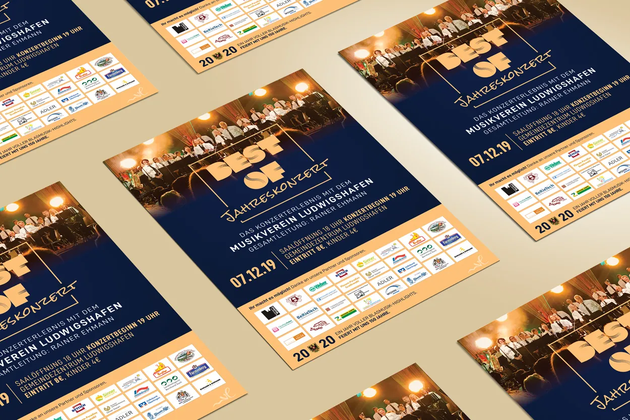 Plakat zum Jahreskonzert „BEST OF“ 2019 des Musikverein Ludwigshafen als Mockup